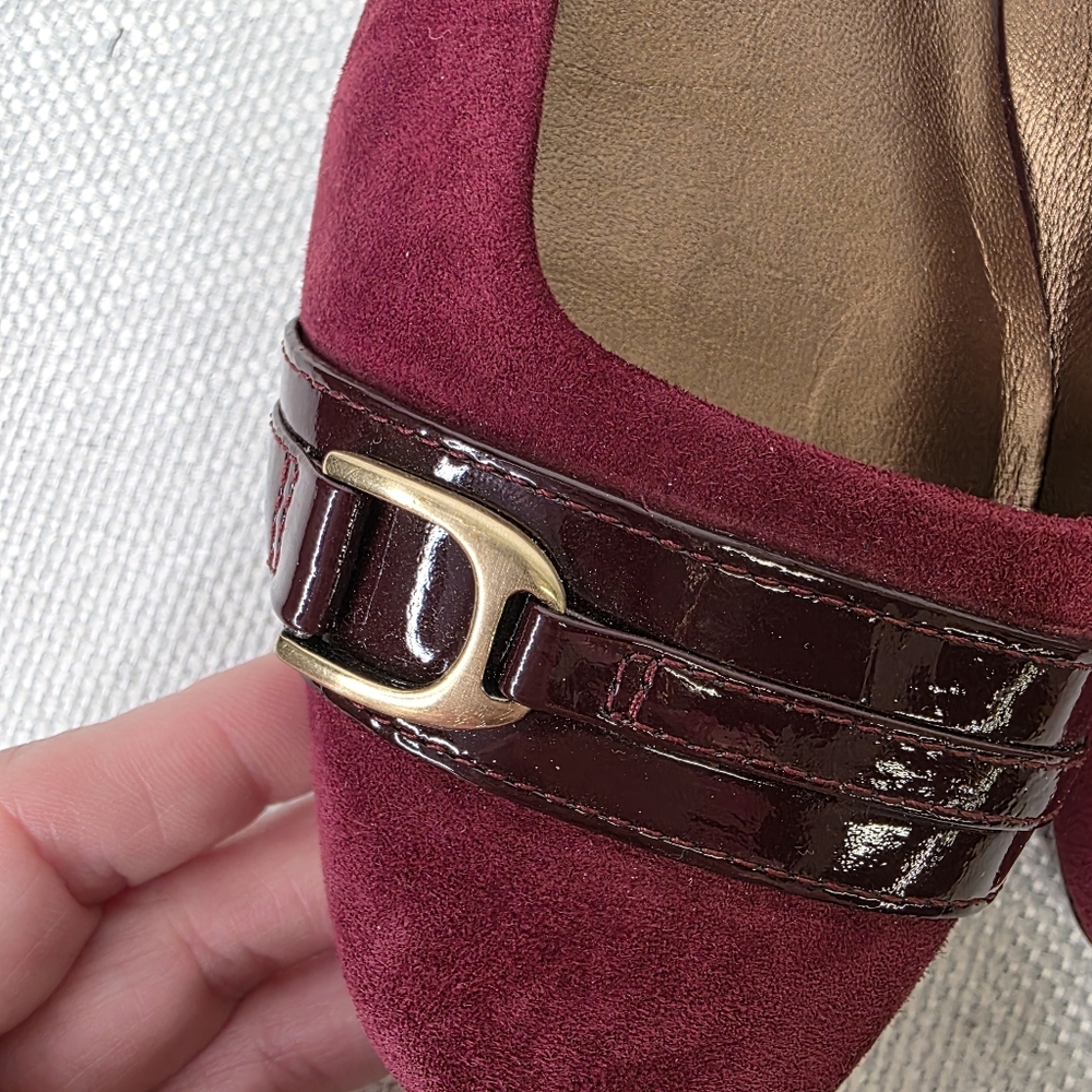 Cole Haan Nike Air Burgundy Suede Ballet Flats Buckle Detail 7.5B - Picture 4 of 8